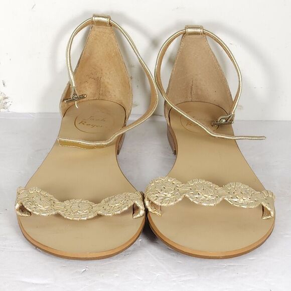 Jack Rogers Women's Daphne US8,5M Rose Gold Leather Ankle Strap Flats Sandals - Picture 5 of 14